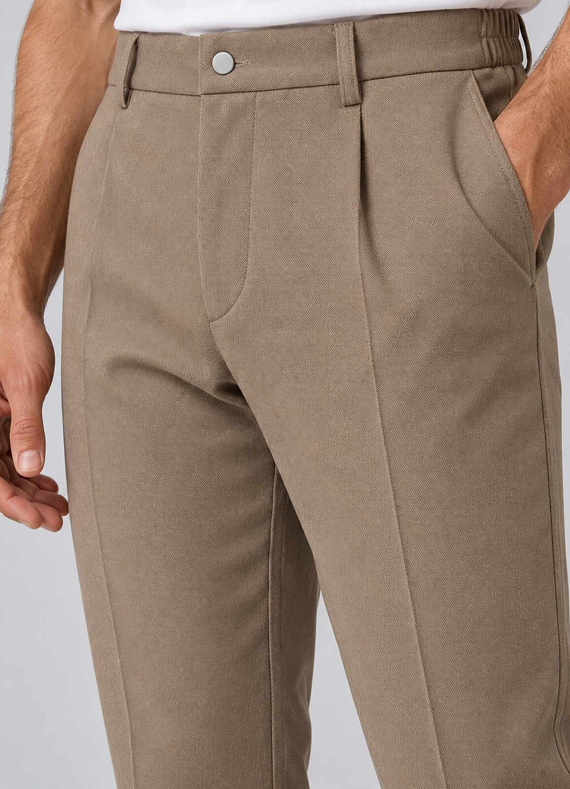 Bej Renk Erkek Çıtçıtlı Jogger Pantolon - 2