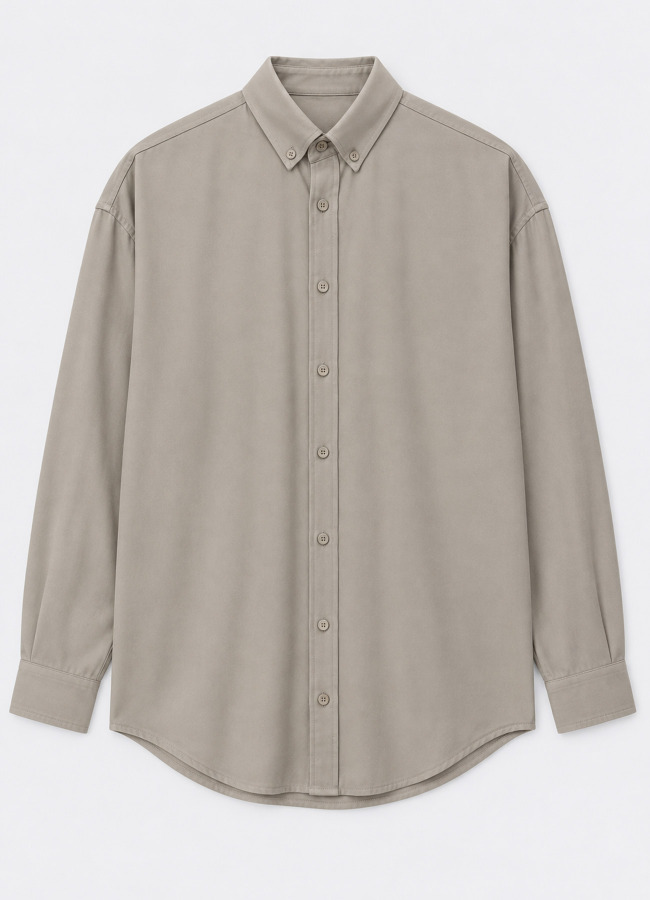 Bej Renk Erkek Tencel Karışımlı Gömlek