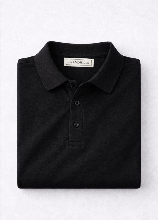 Siyah Renk Pamuk Karışımlı Polo Yaka T-Shirt - 5