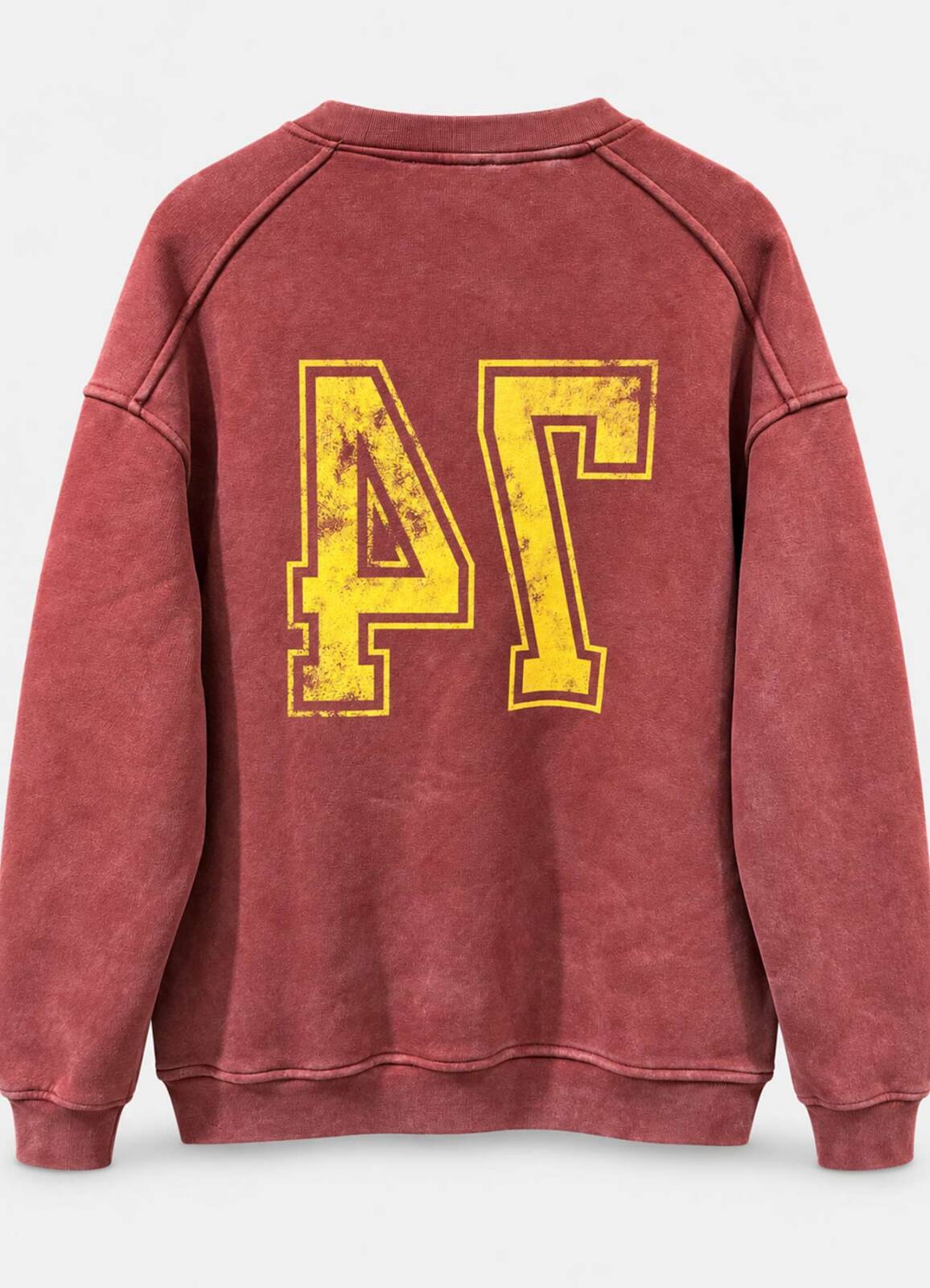 Bordo Vintage Erkek Yıkamalı Baskılı Oversize Sweatshirt - 2