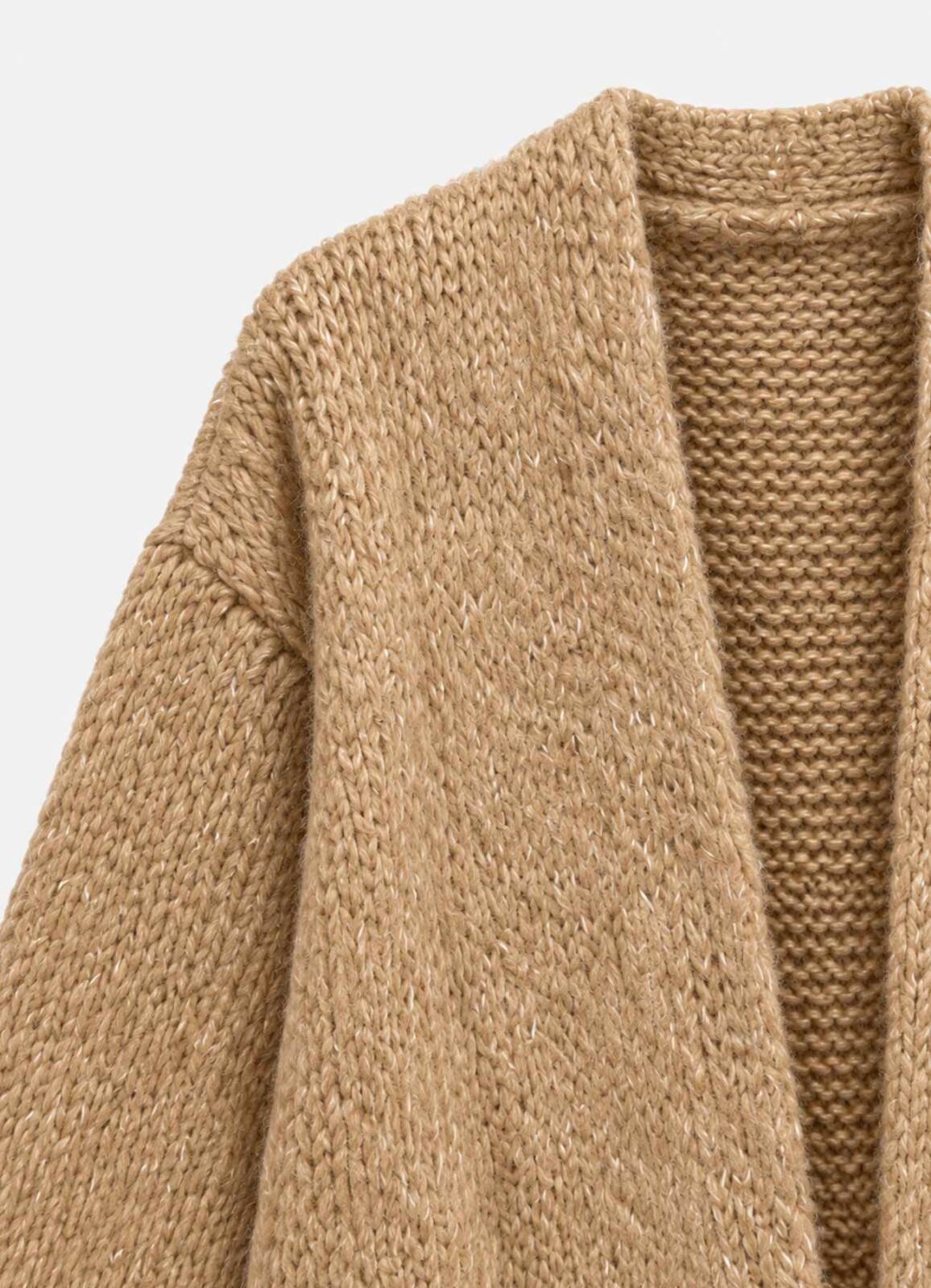 Camel Renk Kadın Yumuşak Dokulu Oversize Hırka - 2