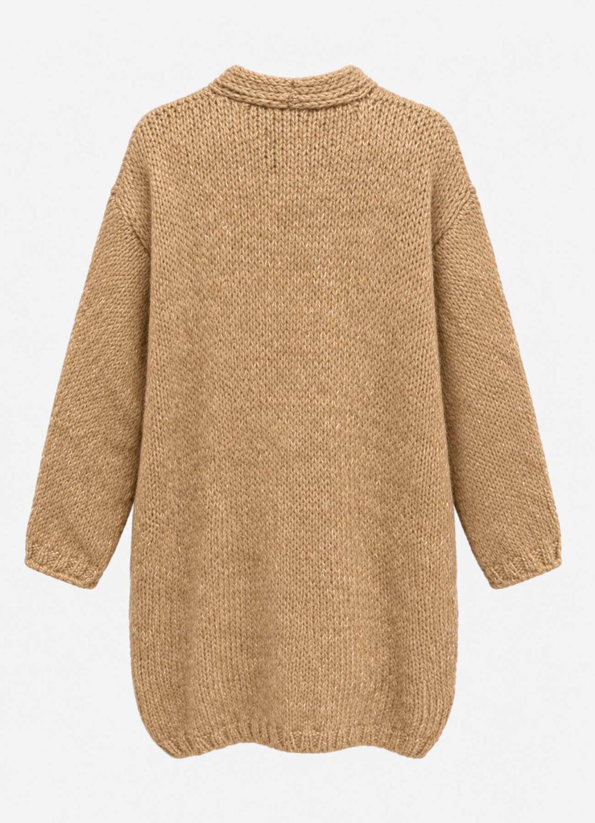 Camel Renk Kadın Yumuşak Dokulu Oversize Hırka - 3