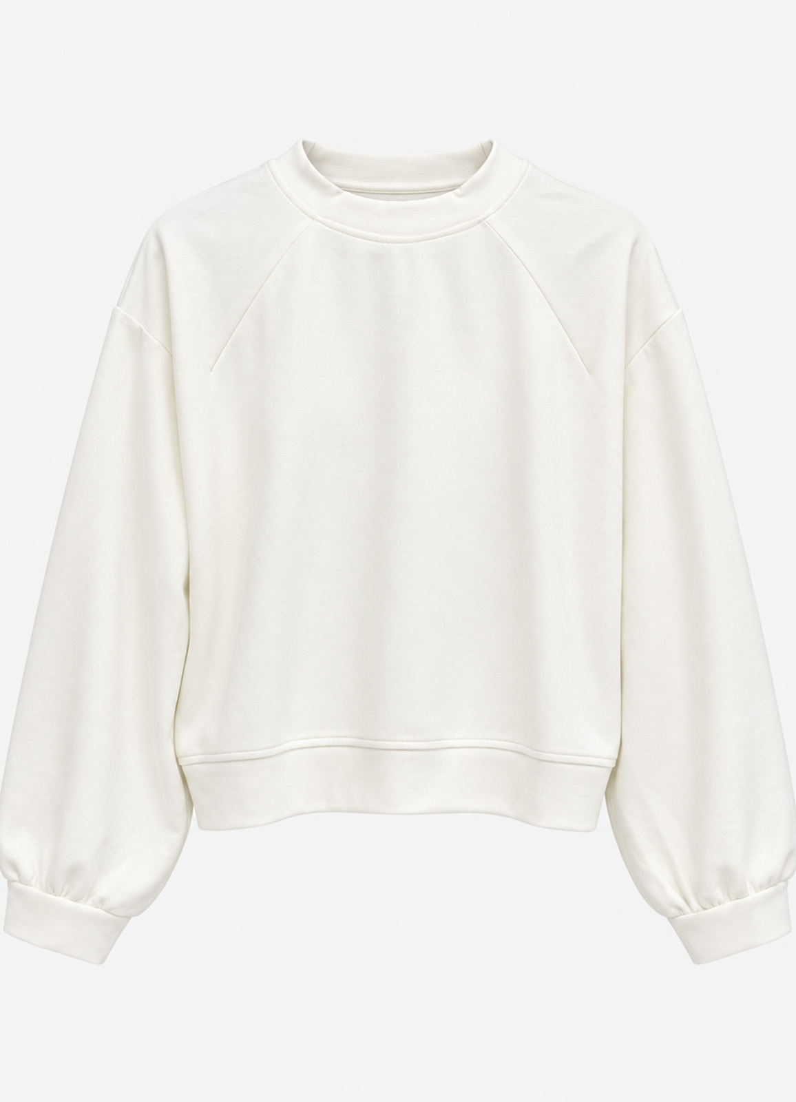Ekru Renk Örme Bisiklet Yaka Sweatshirt
