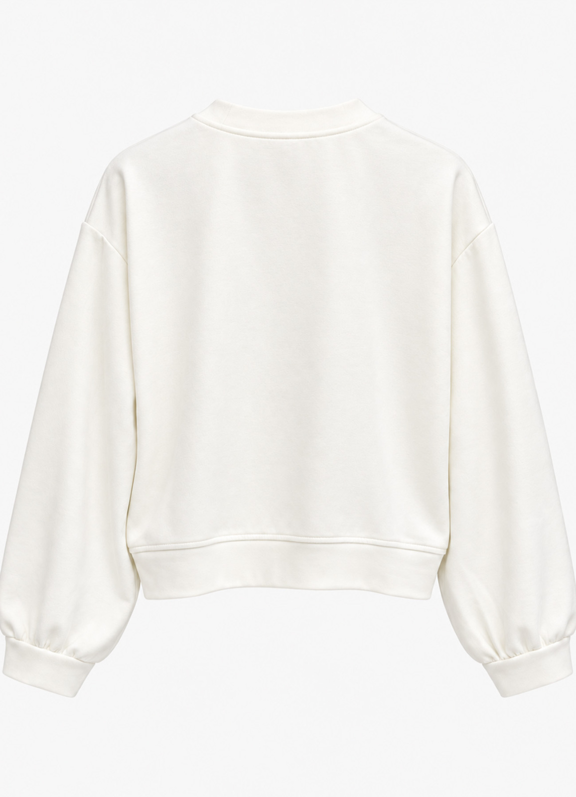 Ekru Renk Örme Bisiklet Yaka Sweatshirt - 3