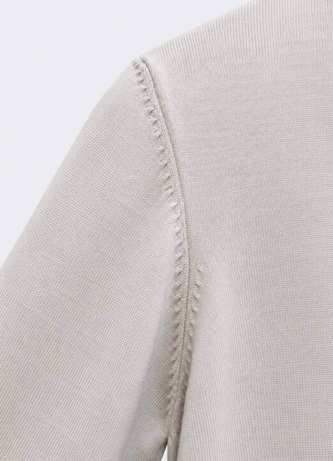 Gri Renk Erkek Yarım Fermuarlı Dik Yaka Hırka - 3