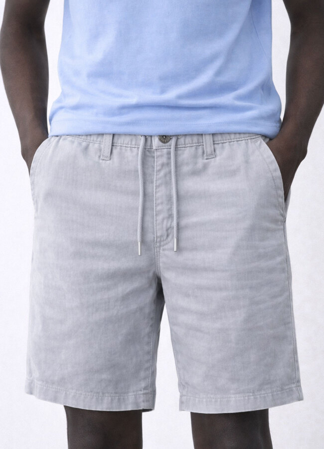 Gri Renk Tencel Karışımlı Şort - 3