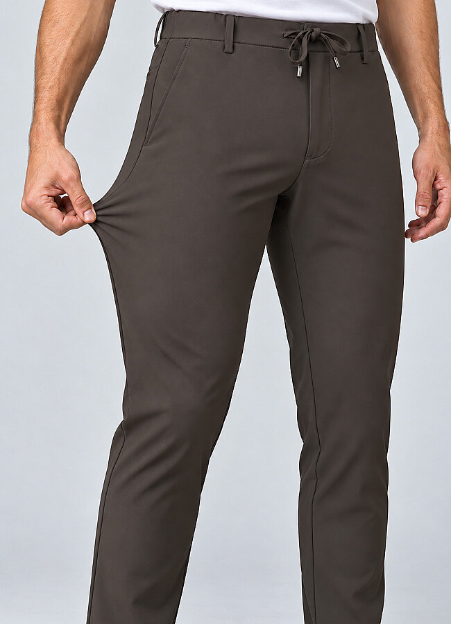 Haki Renk Erkek Polyester Bağcıklı Teknik Pantolon
