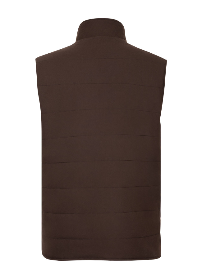 Kahve Renk Erkek Çift Taraflı Polyester & Yün Yelek - 2