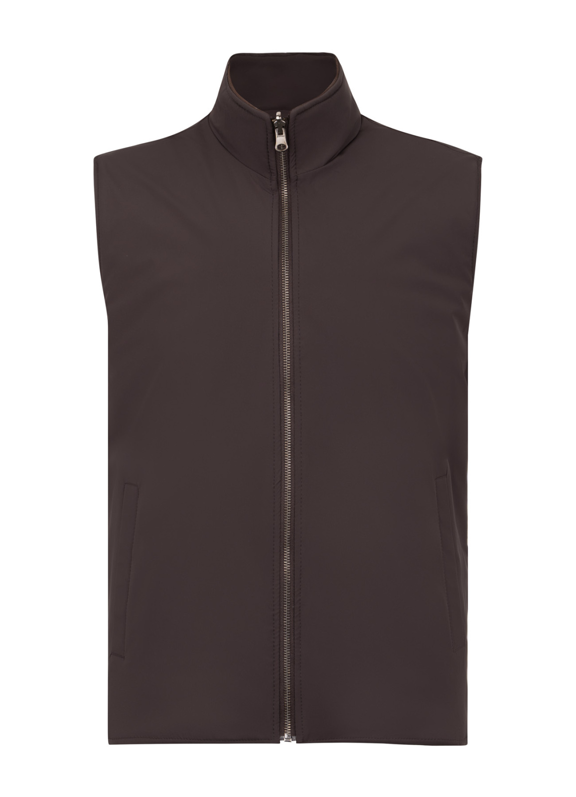 Kahve Renk Erkek Çift Taraflı Polyester & Yün Yelek - 4