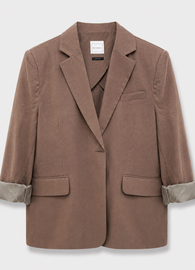 Kahve Renk Kadın Modal Oversize Blazer Ceket 