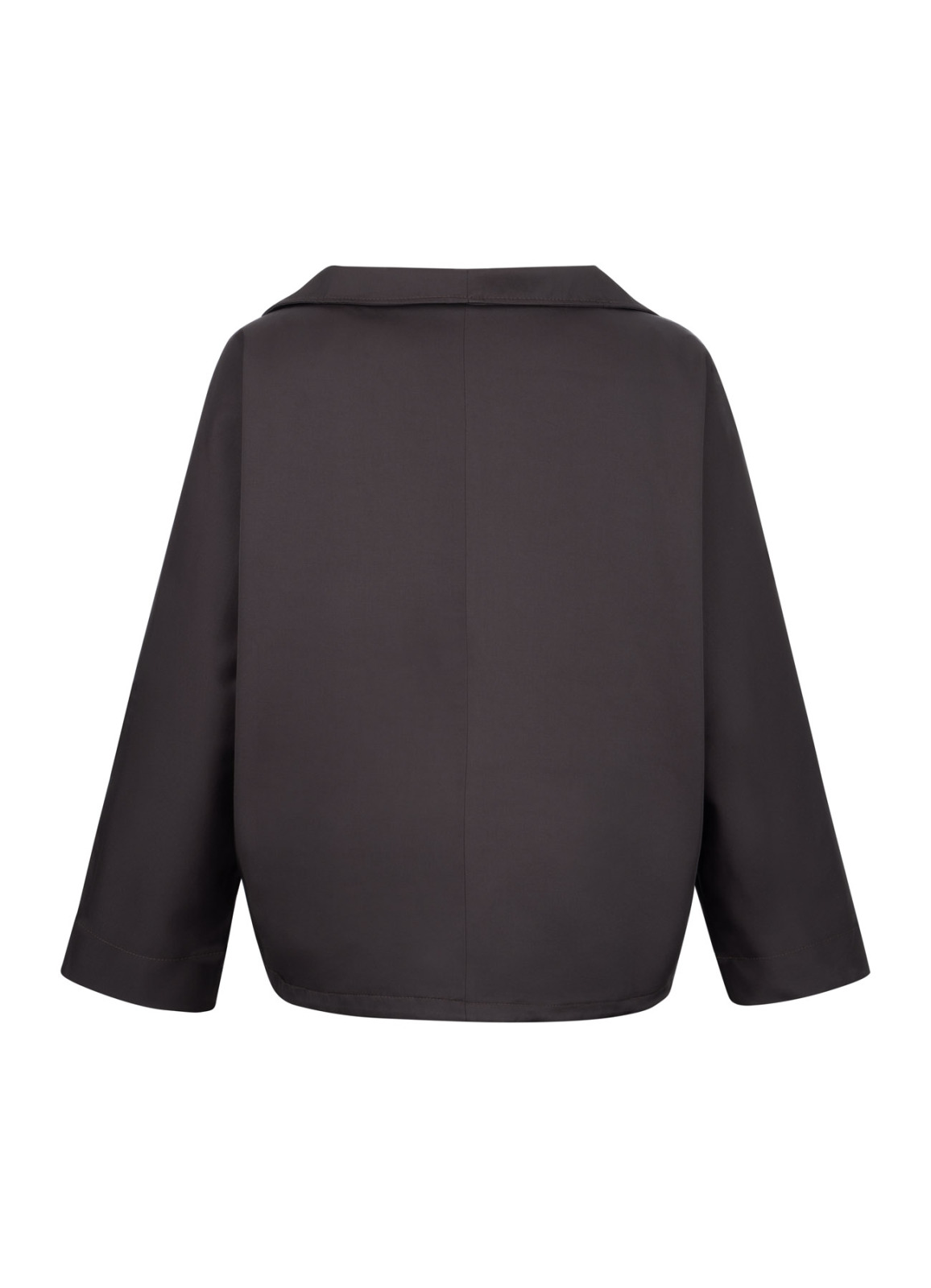 Kahve Renk Kadın Yüksek Yakalı Oversize Kısa Ceket - 3
