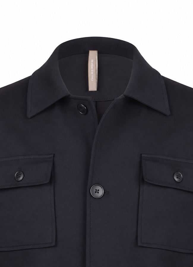 Lacivert Renk Erkek Çelik Örme Düğmeli Overshirt - 2