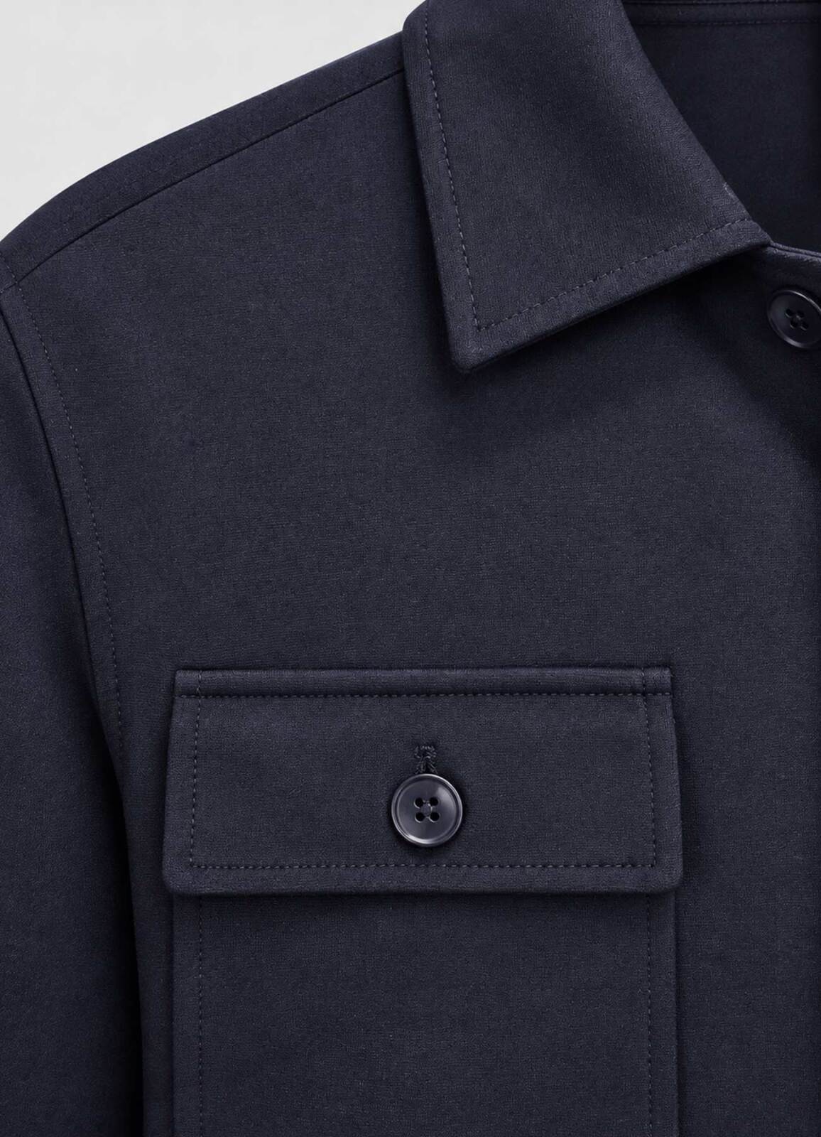 Lacivert Renk Erkek Çelik Örme Düğmeli Overshirt - 3