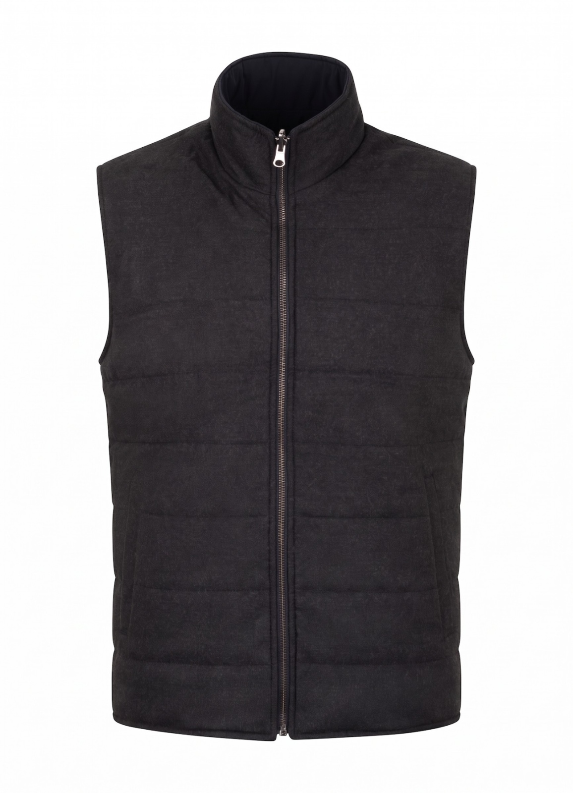 Lacivert Renk Erkek Çift Taraflı Polyester & Yün Yelek - 4