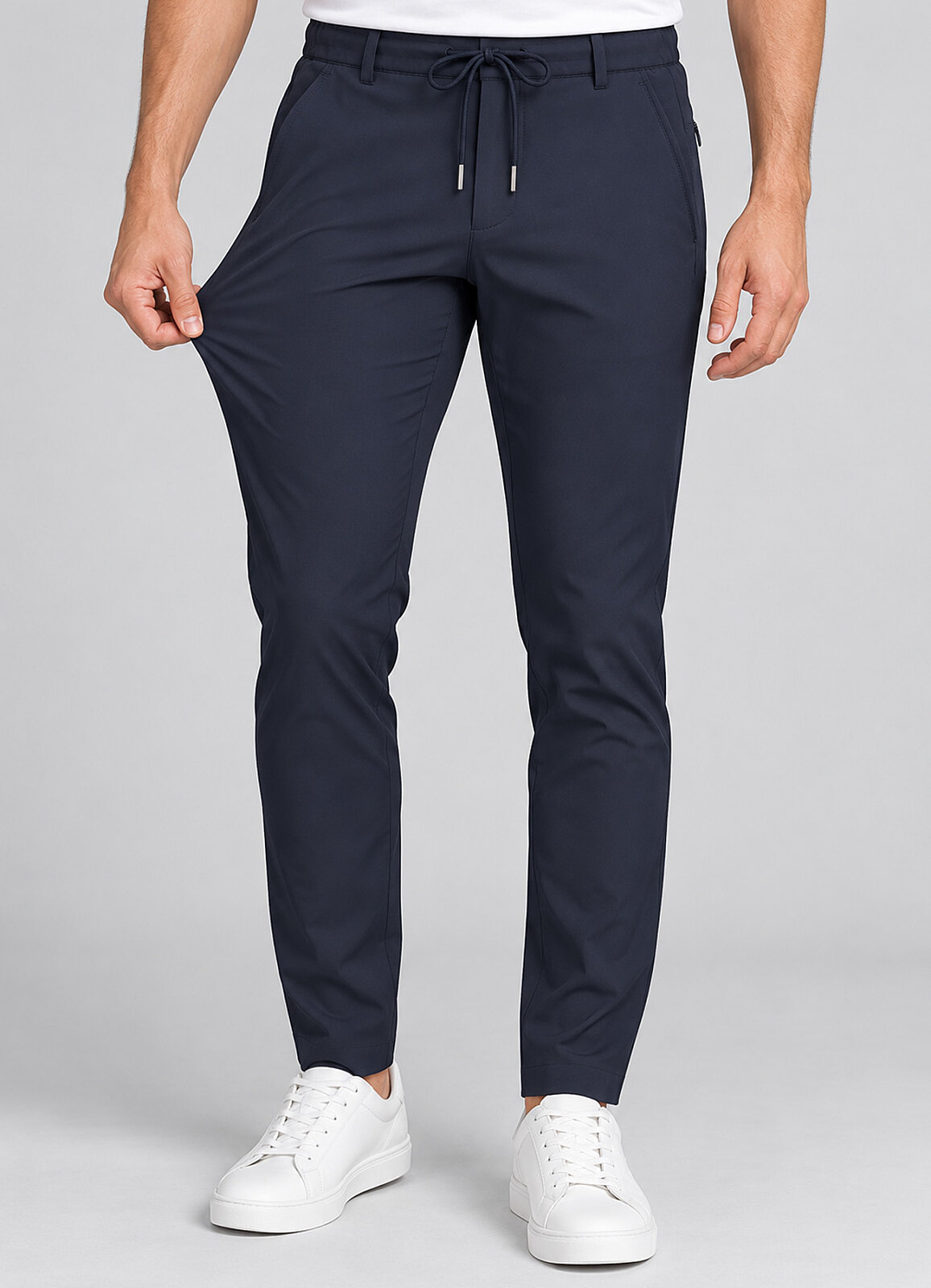 Lacivert Renk Erkek Polyester Bağcıklı Teknik Pantolon - 1