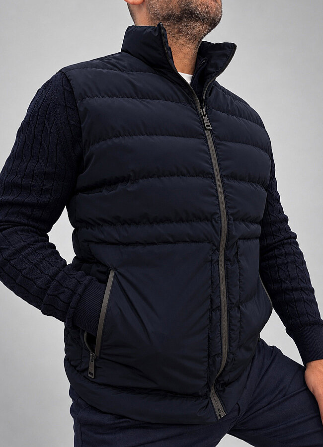 Lacivert Renk Erkek Polyester Kapitone Şişme Yelek