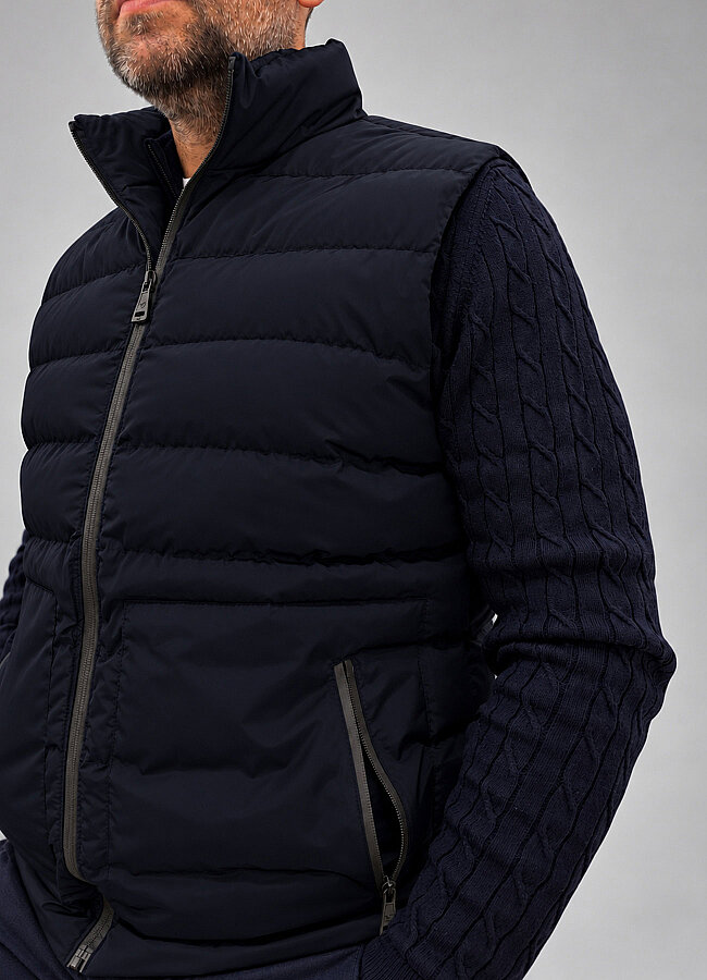 Lacivert Renk Erkek Polyester Kapitone Şişme Yelek - 4