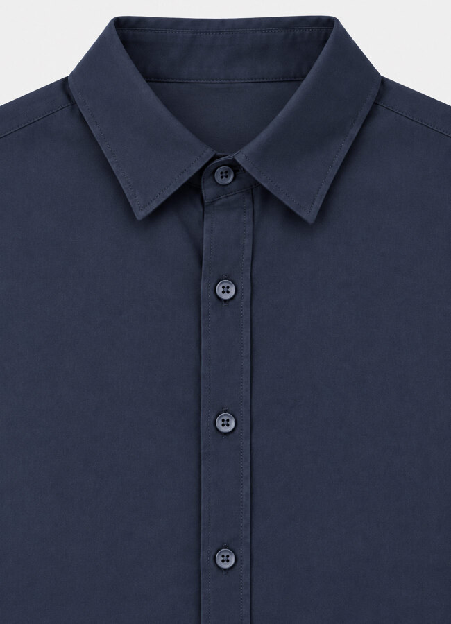 Lacivert Renk Erkek Tencel Karışımlı Gömlek - 3