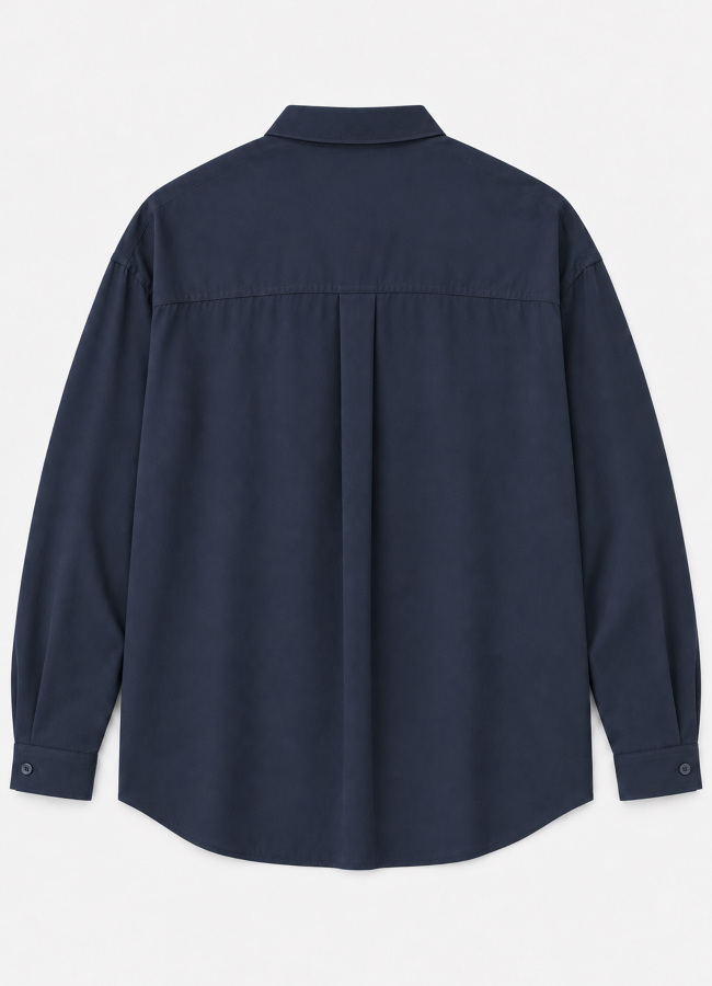 Lacivert Renk Erkek Tencel Karışımlı Gömlek - 4
