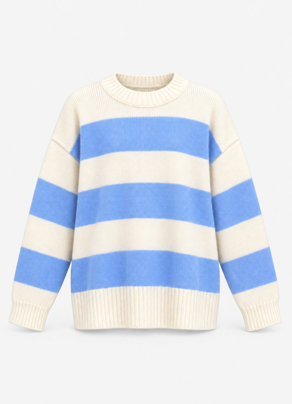 Mavi Renk Kadın Oversize Çizgili Triko - 2
