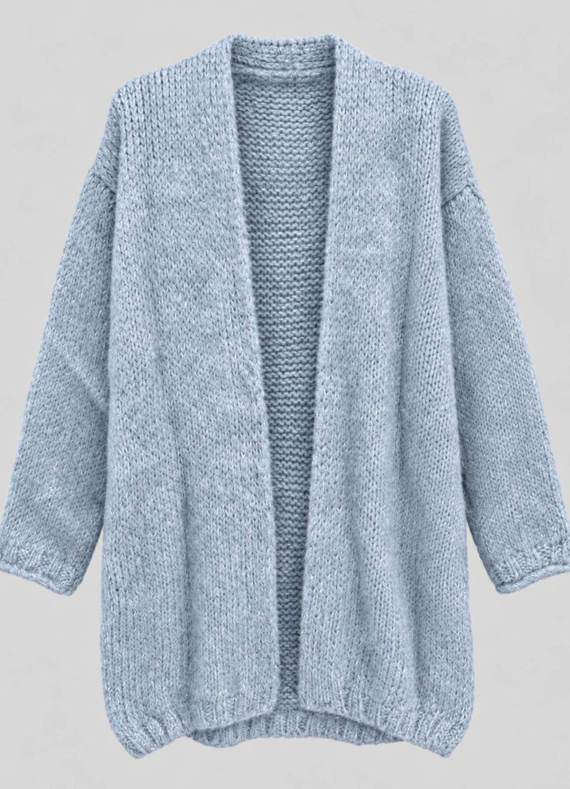 Mavi Renk Kadın Yumuşak Dokulu Oversize Hırka