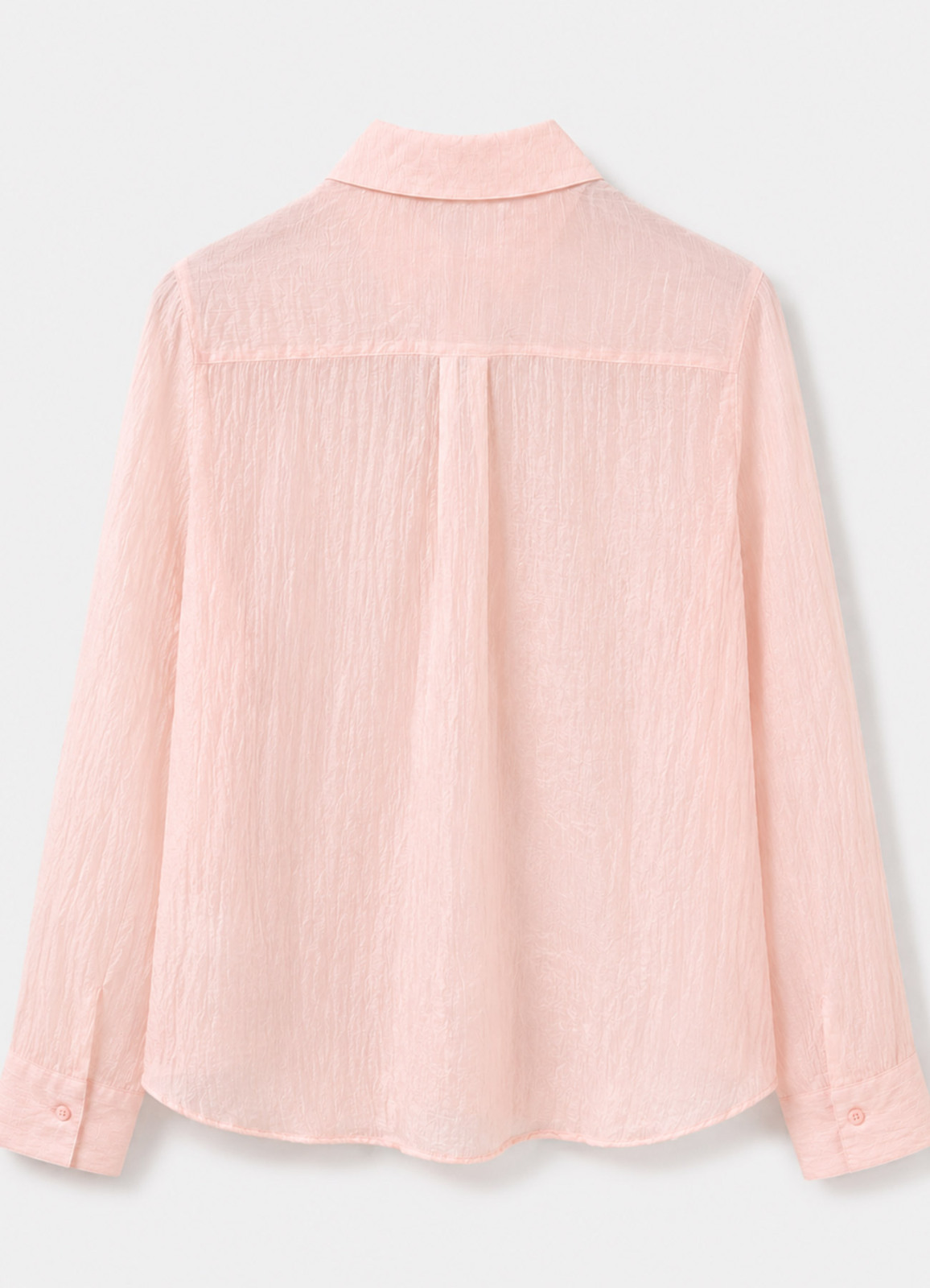 Pembe Renk Kadın Crinkle Dokulu Transparan Gömlek - 3