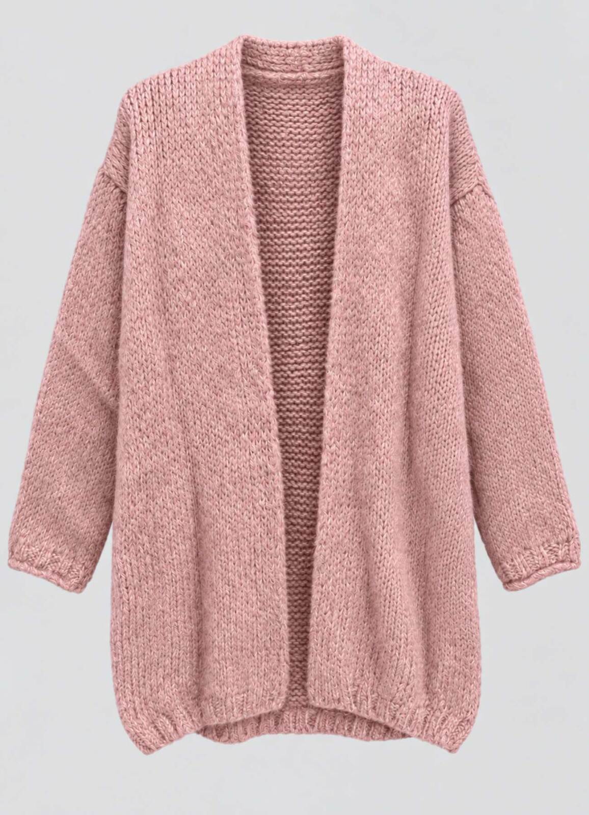 Pembe Renk Kadın Yumuşak Dokulu Oversize Hırka