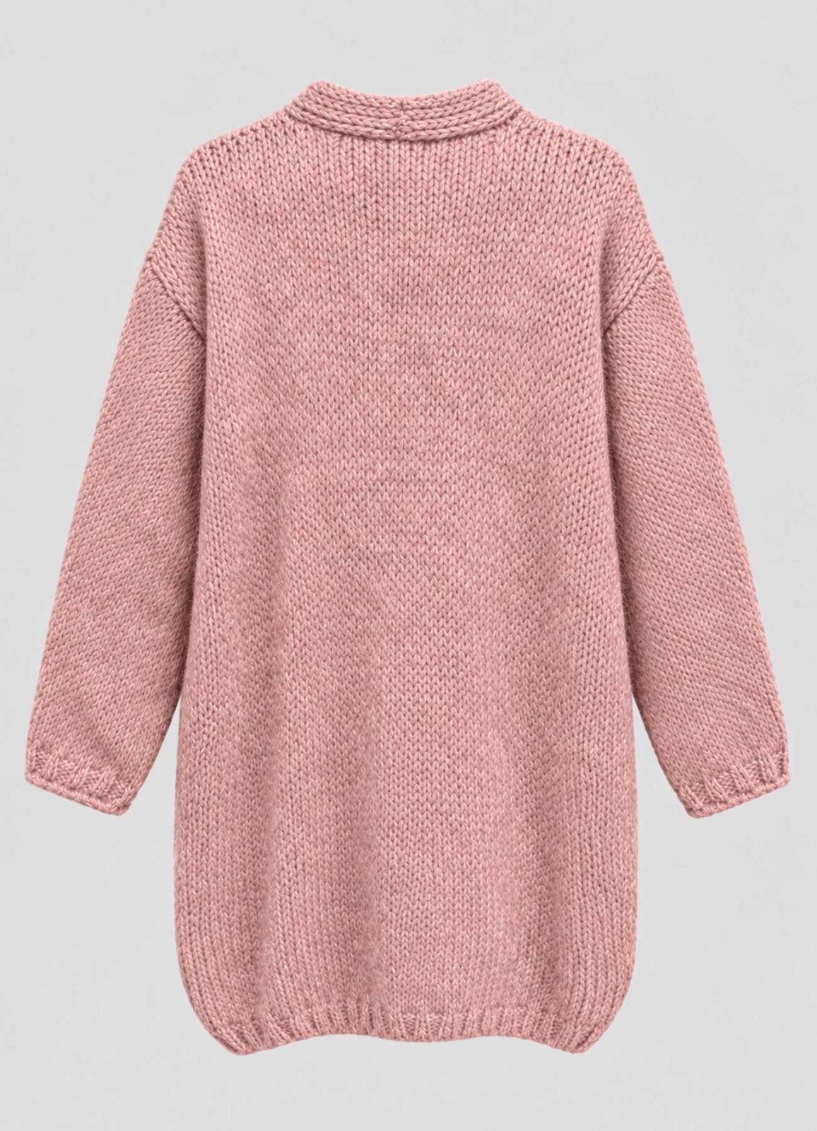 Pembe Renk Kadın Yumuşak Dokulu Oversize Hırka - 3
