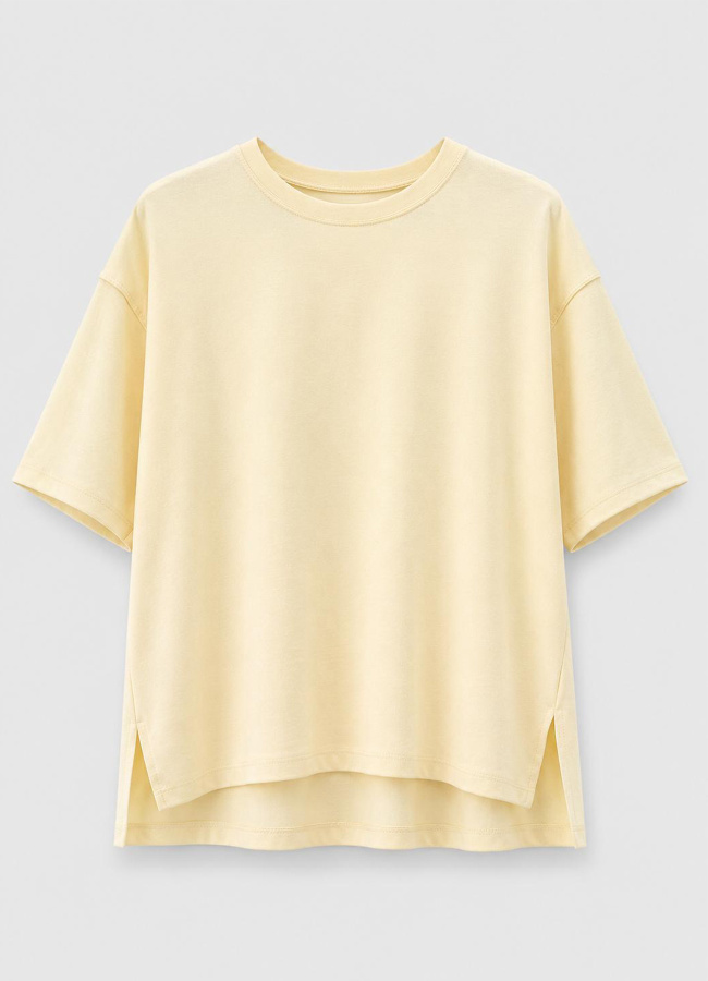 Sarı Renk Kadın Oversize Modal Tshirt - 1