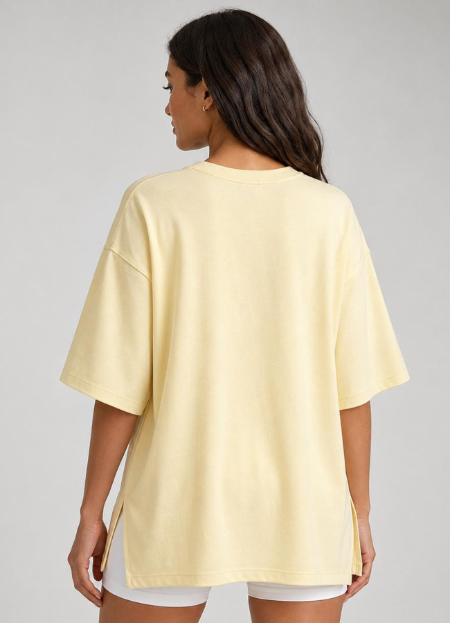 Sarı Renk Kadın Oversize Modal Tshirt - 3