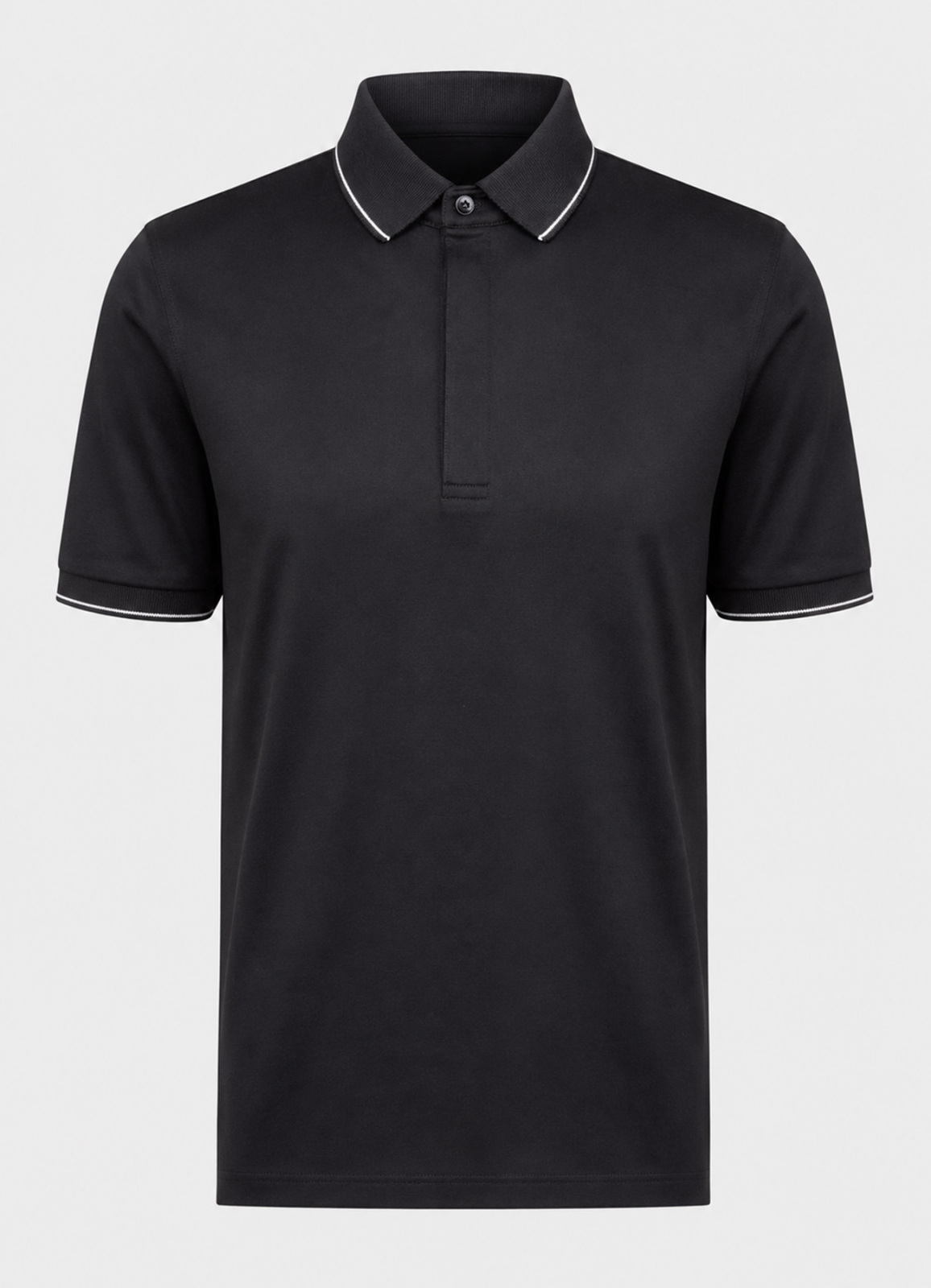 Siyah Renk Apreli Polo Yaka Erkek T-Shirt