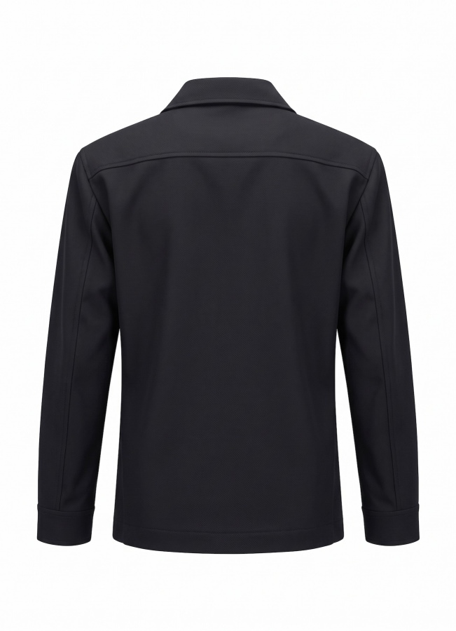 Siyah Renk Erkek Çelik Örme Düğmeli Overshirt - 4