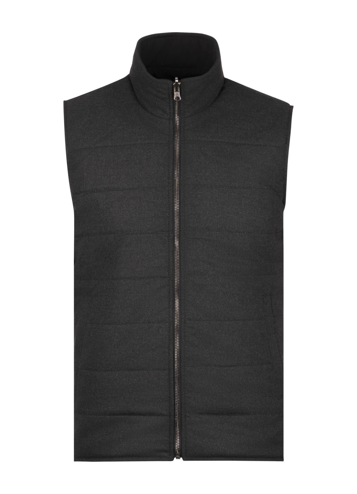 Siyah Renk Erkek Çift Taraflı Polyester & Yün Yelek