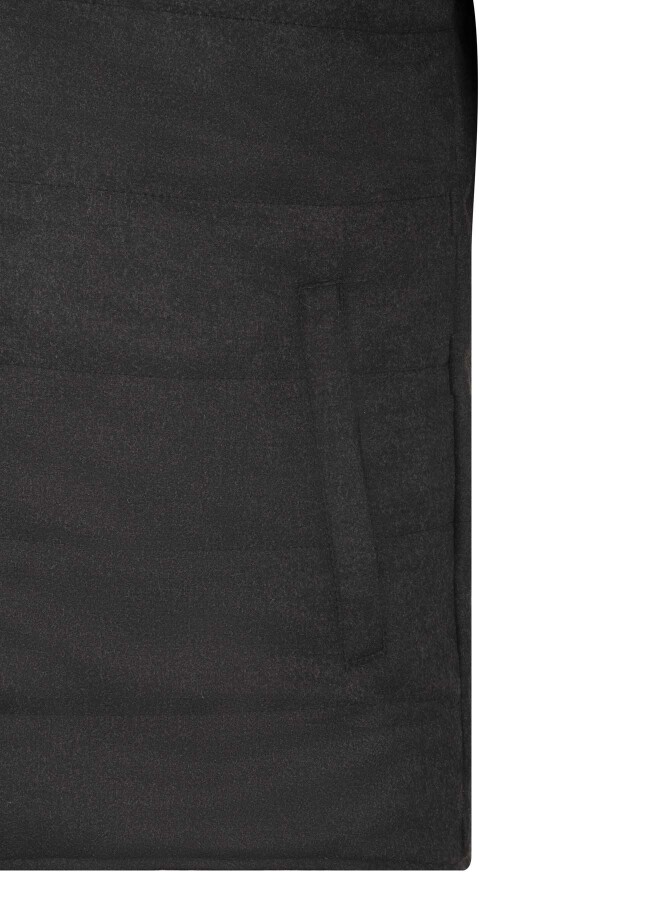 Siyah Renk Erkek Çift Taraflı Polyester & Yün Yelek - 3
