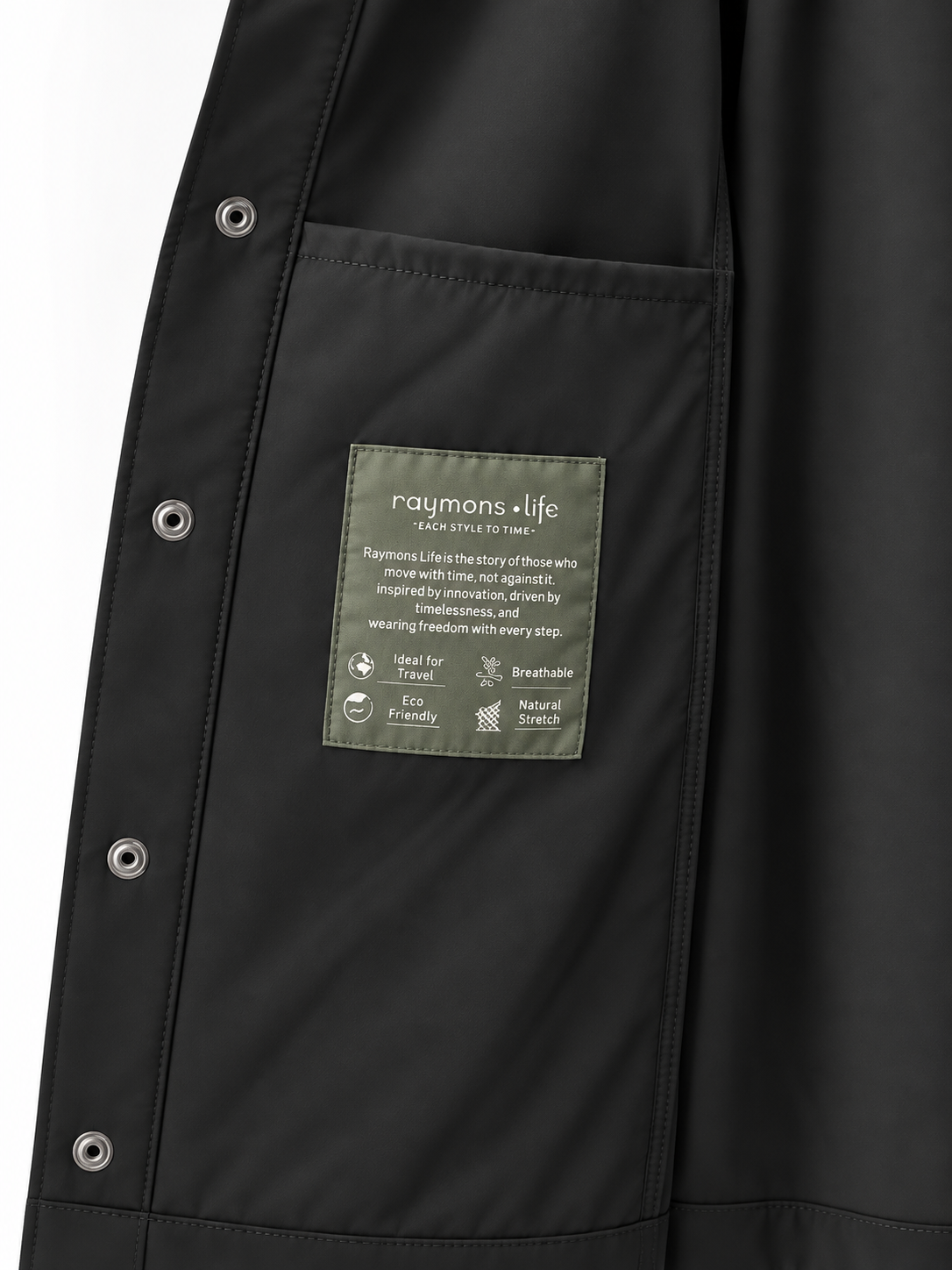 Siyah Renk Erkek Polyester Teknik Overshirt - 3