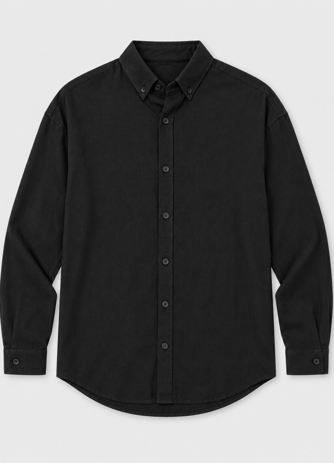 Siyah Renk Erkek Tencel Karışımlı Gömlek 
