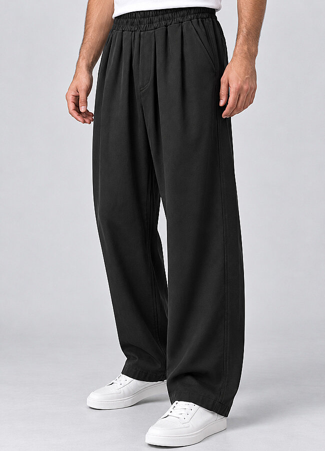 Siyah Renk Erkek Tencel Karışımlı Pantolon 