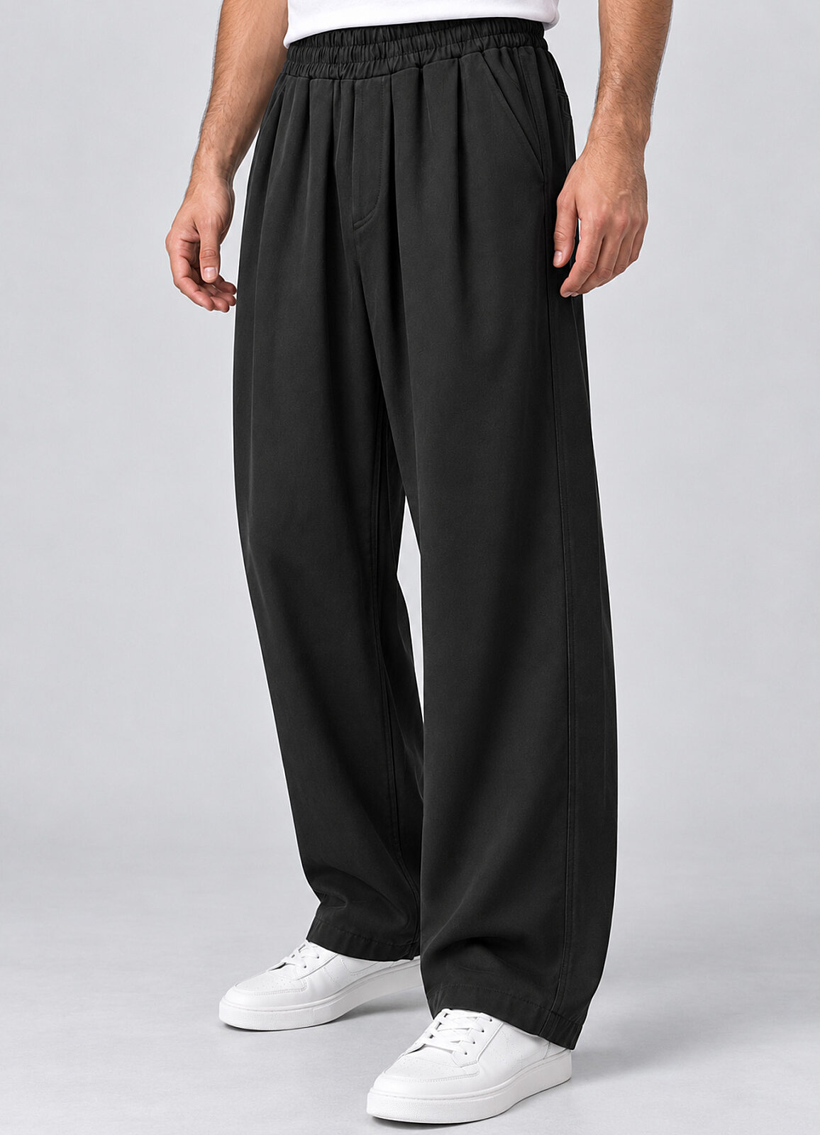 Siyah Renk Erkek Tencel Karışımlı Pantolon - 1