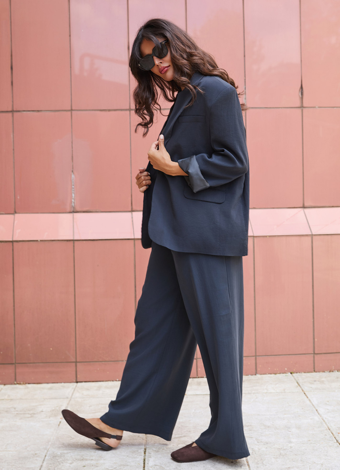 Siyah Renk Kadın Modal Oversize Blazer Ceket
