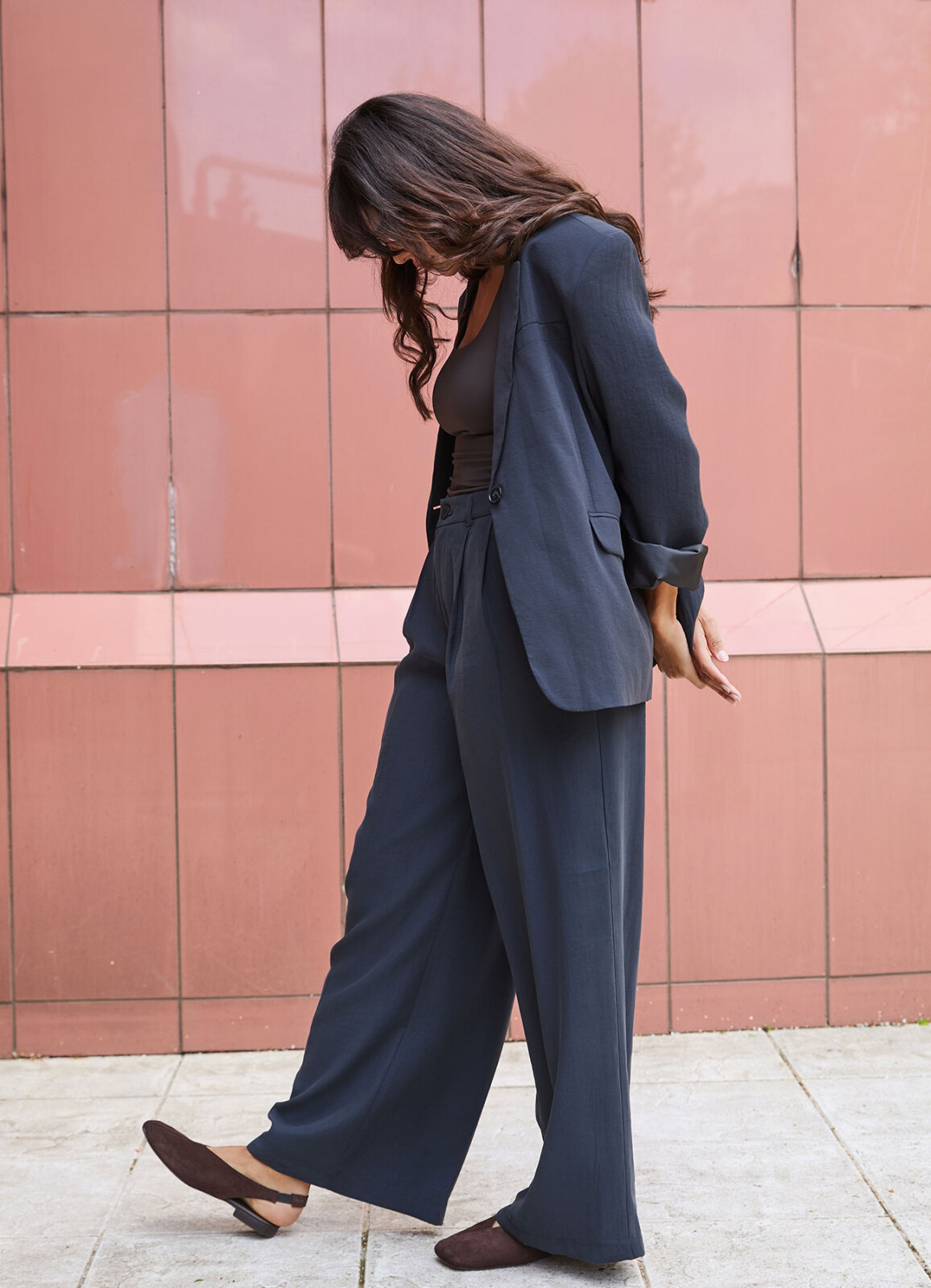 Siyah Renk Kadın Modal Oversize Blazer Ceket - 4