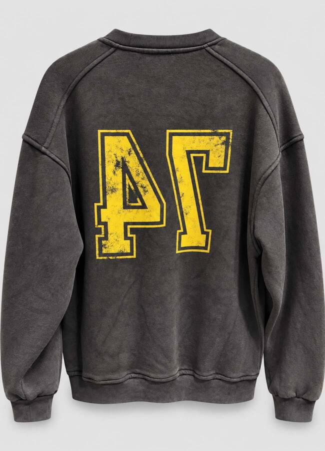 Siyah Renk Kadın Vintage Yıkamalı Baskılı Oversize Sweatshirt - 3