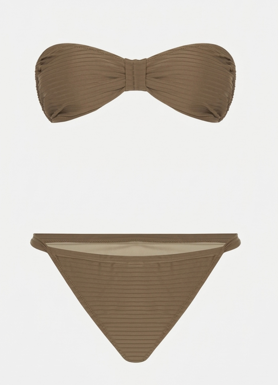 SÜTLÜ KAHVE Renk Dokulu Straplez Bikini Takımı
