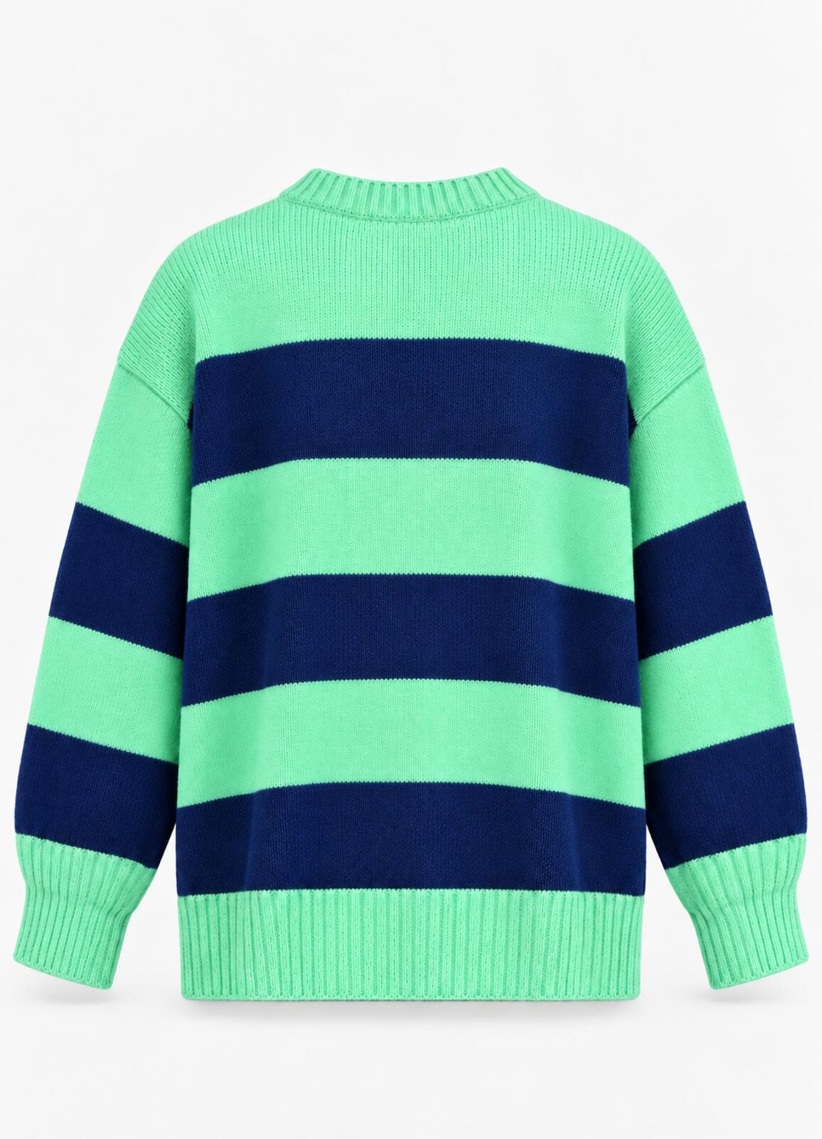 Yeşil Renk Kadın Oversize Çizgili Triko - 3